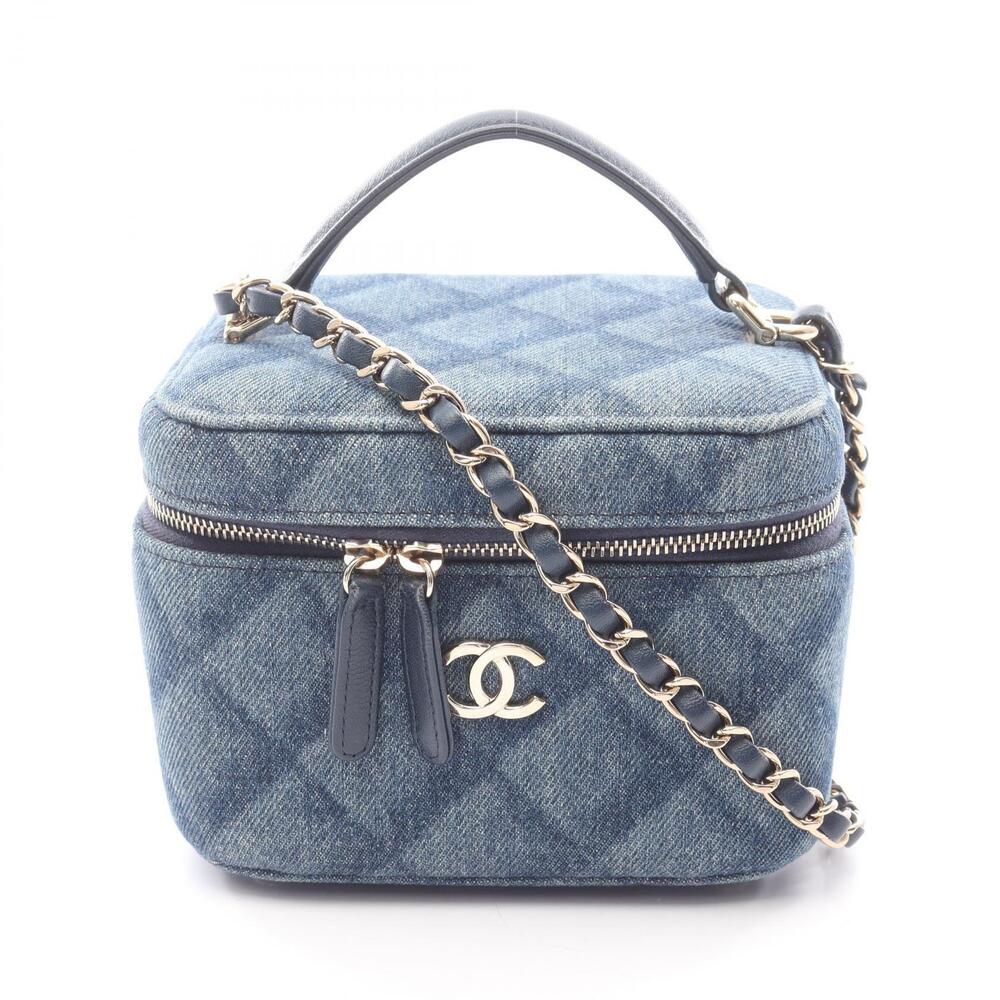 Chanel Matelasse Vanity Bag Shoulder Denim Navy Blue